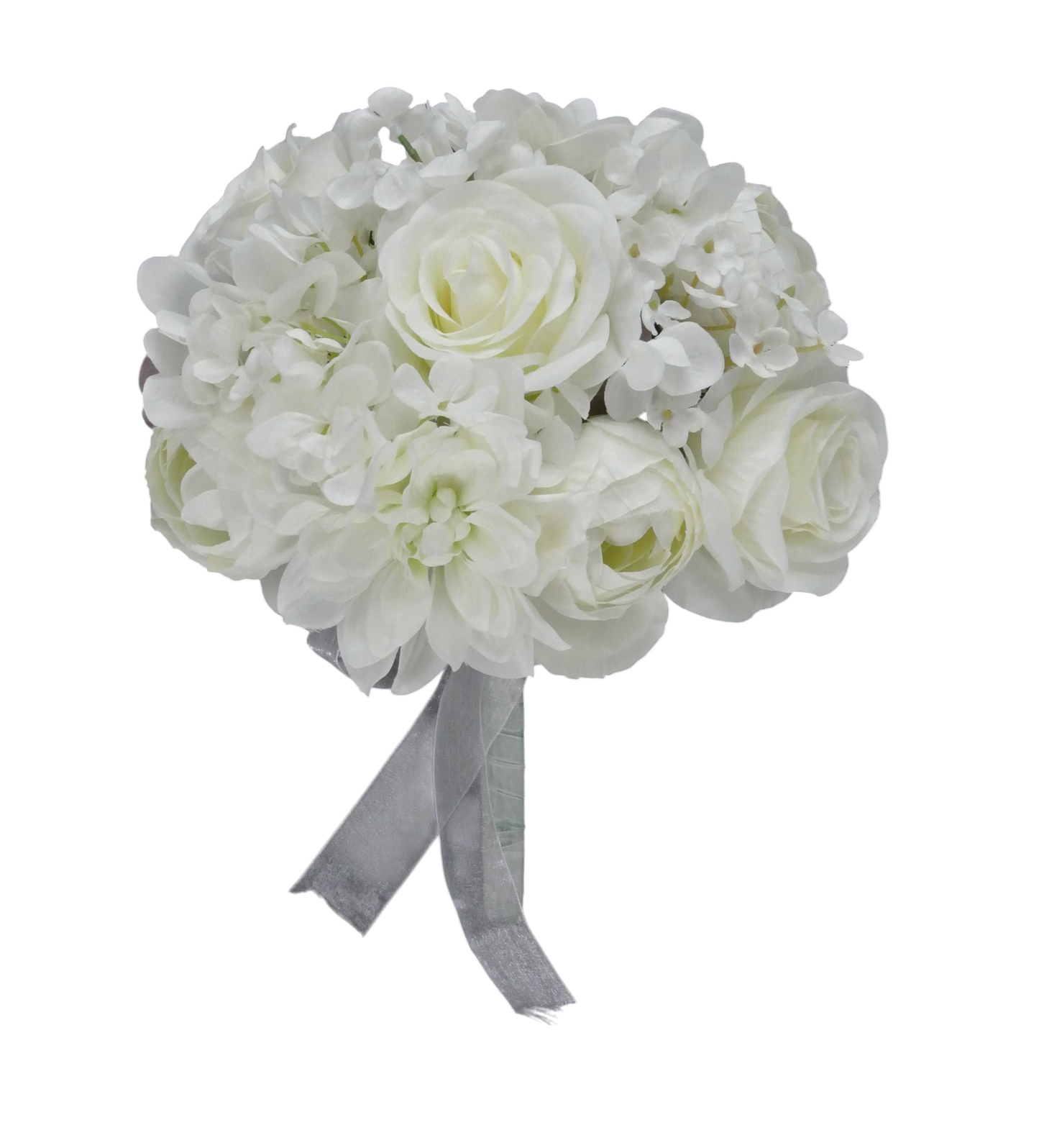 85038-CR |  12" | ROSE RANUNCULUS DAHLIA WEDDING BOUQUET |  CREAM