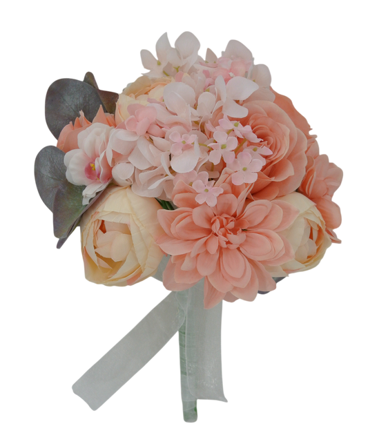 85038-PK|  12" | ROSE RANUNCULUS DAHLIA WEDDING BOUQUET  |  PINK