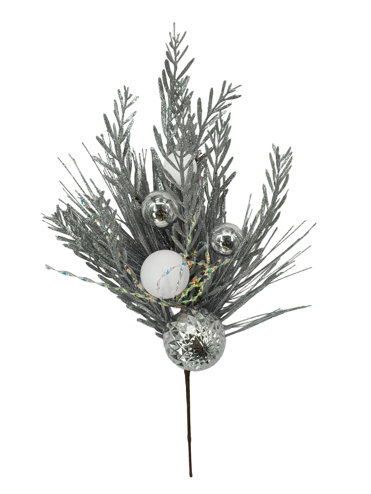 85154-SILVER | 24" | NEEDLE PINE PLASTIC LEAF | SILVER