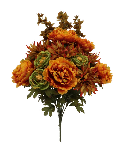 85205-GNGOLD | 27" | PEONY MUM ROSE | GREEN/GOLD