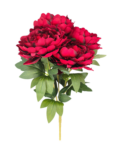 85212-BG | 19" | PEONY BUSH X5 | BURGUNDY