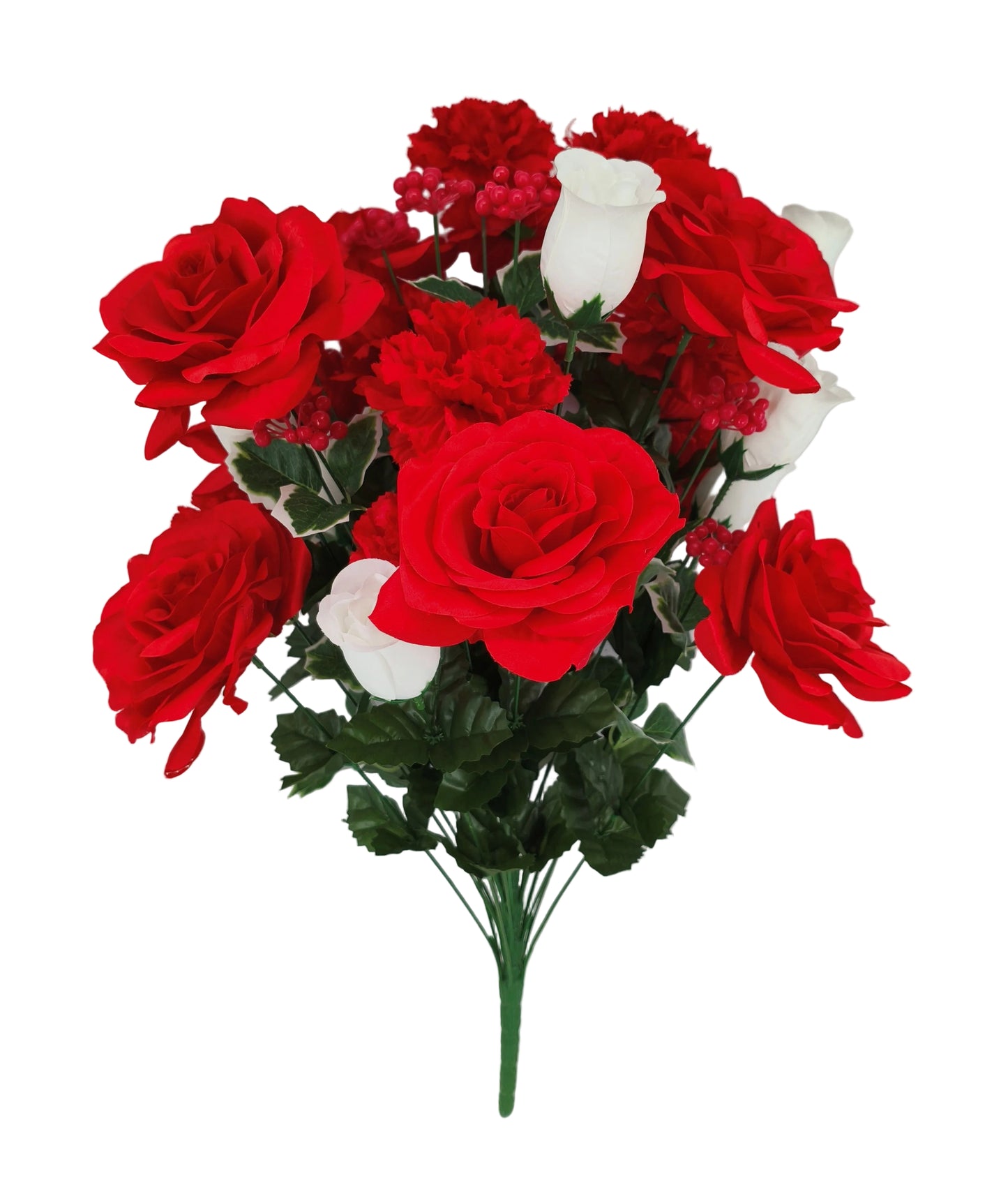 85325-WTRD | 28" | ROSE ROSEBUD CARNATION | WHITE/RED