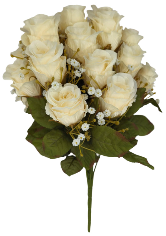 85331-BEIGE | 16" | ROSE BUD BUSH X24 | BEIGE