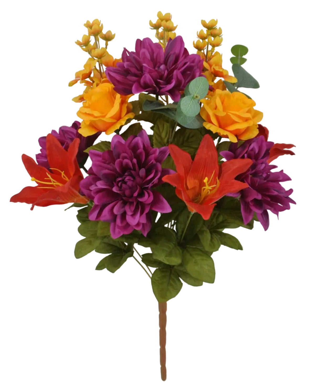 85339-PURDYEL | 21" | DAHLIA ROSE LILY | PURPLE/RED/YEL