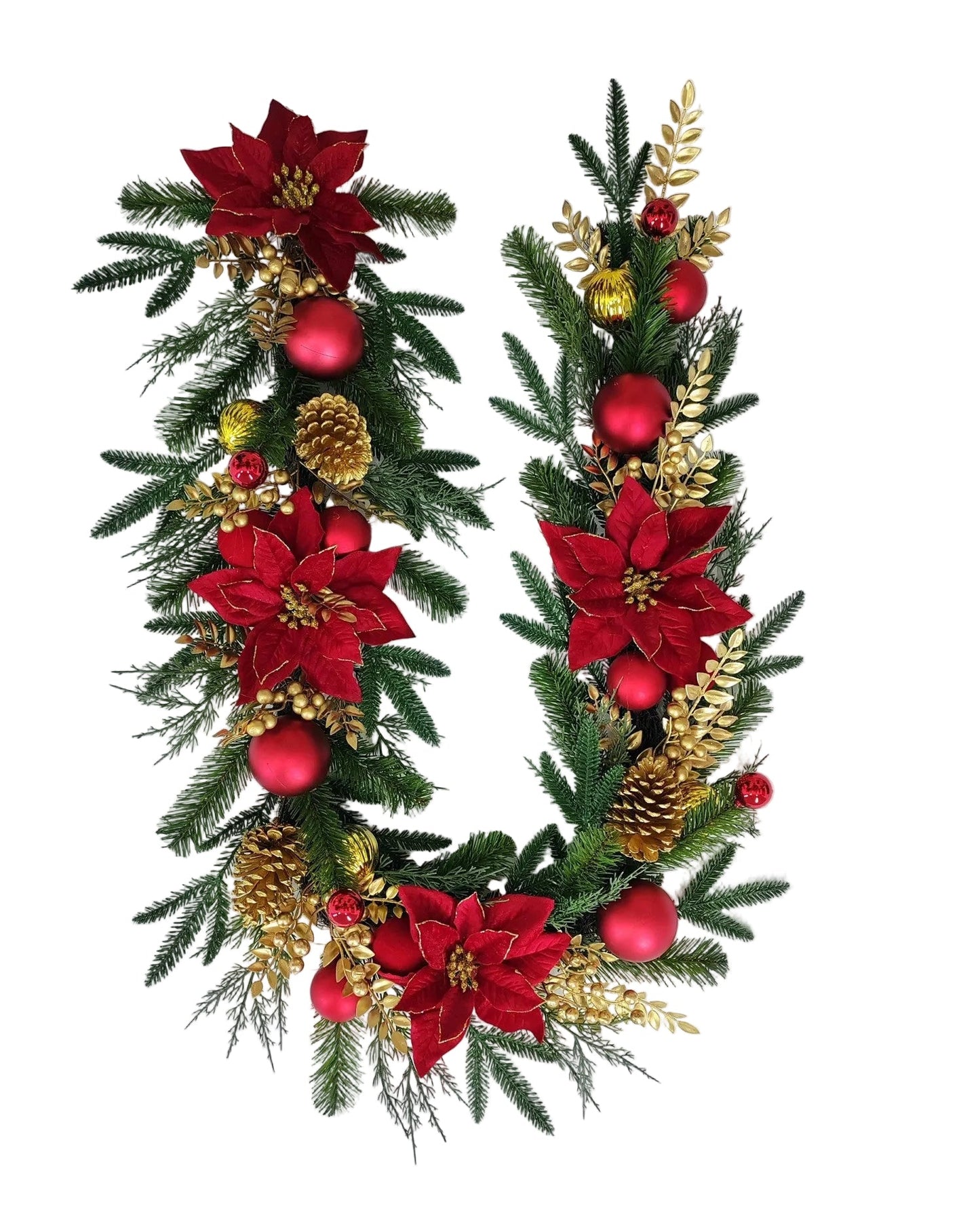 85387 | 6FT | MIXED PINE POINSETTIA GARLAND