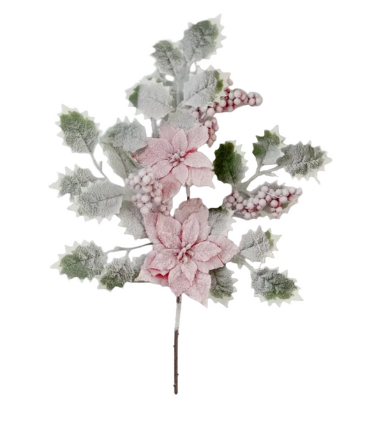85412-RD | 19" | POINSETTIA BERRY SPRAY | RED