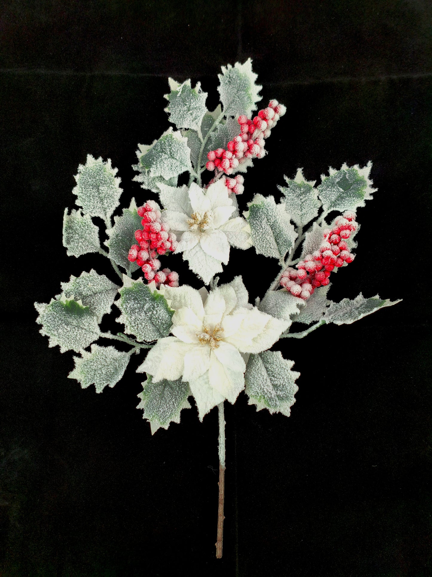 85412-WT | 19" | POINSETTIA BERRY SPRAY | WHITE