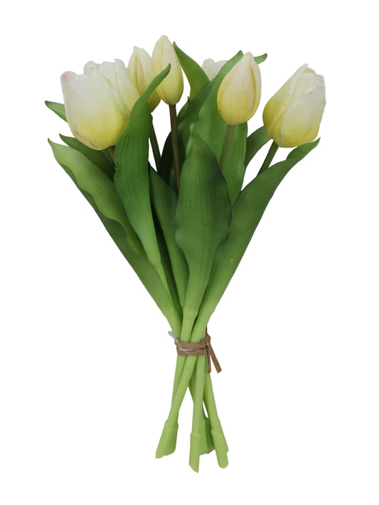 85465-CR | 12" | SOFT TOUCH TULIP BUNDLE | CREAM