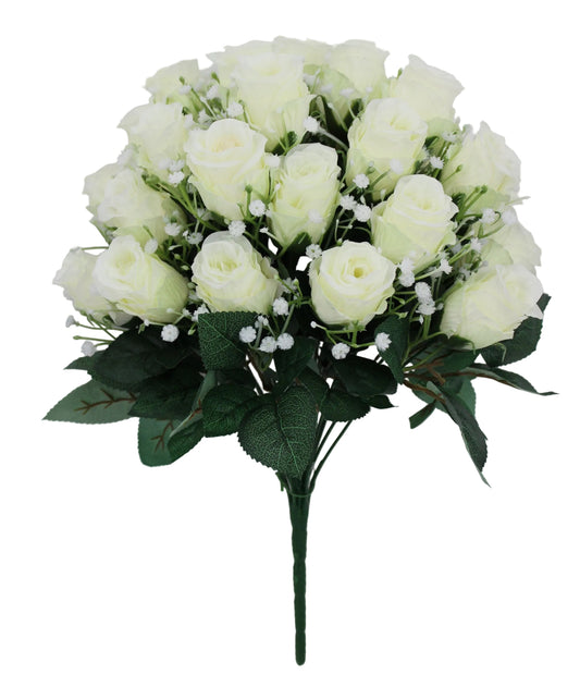 85483-CR | 17" | ROSE BUD BUSH X24 | CREAM