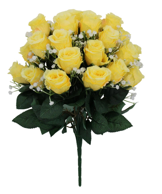 85483-YEL | 17" | ROSE BUD BUSH X24 | YELLOW