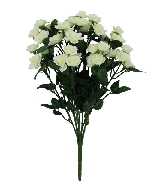 85487-CR | 15" | MINI ROSE BUSH X9 | CREAM