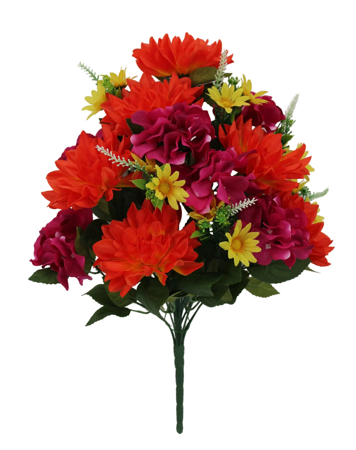 85496-ORFU | 21" | DAHLIA HYDRANGEA BUSH | ORANGE/FUCHSIA