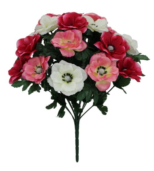 85505-CRBTYPK | 17" | ANEMONE BUSH X18 | CREAM/BEAUTY/PINK