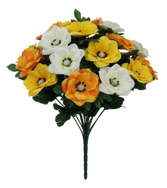 85505-YELCR | 17" | ANEMONE BUSH X18 | YELLOW/CREAM