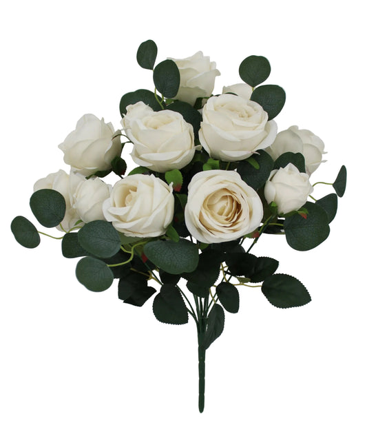 85592-CR | 19" | ROSE BUSH X12 | CREAM