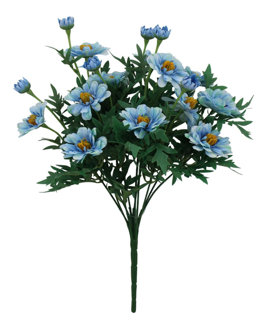 85608-BL | 19" | ZINNIA BUSH X12 | BLUE - A&B Wholesale Market Inc