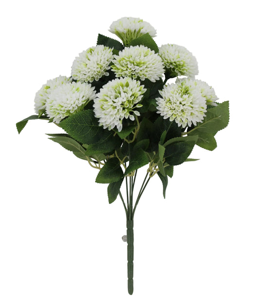 85654-CR | 16" | PLASTIC DAHLIA BUSH X9 | CREAM - A&B Wholesale Market Inc