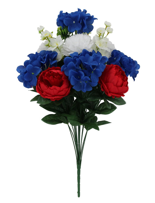 85657-RDWTBL | 22" | PEONY CARNATION BUSH | RED/WHITE/BLUE