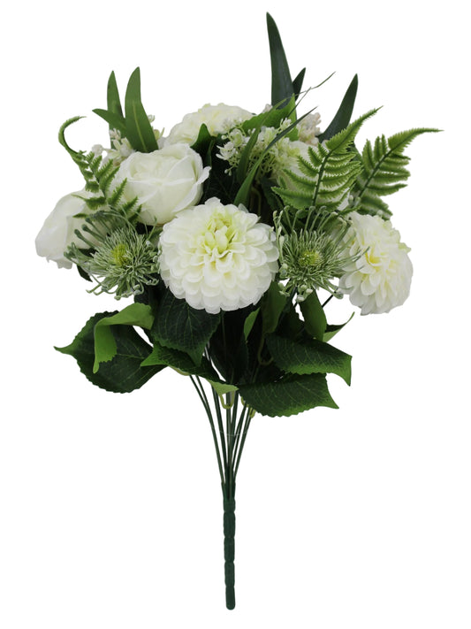 85687-CR | 19" | ROSE DAHLIA BUSH X12 | CREAM