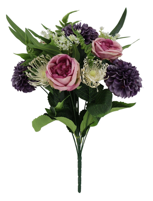 85687-MVPU | 19" | ROSE DAHLIA BUSH X12 | MAUVE/PURPLE