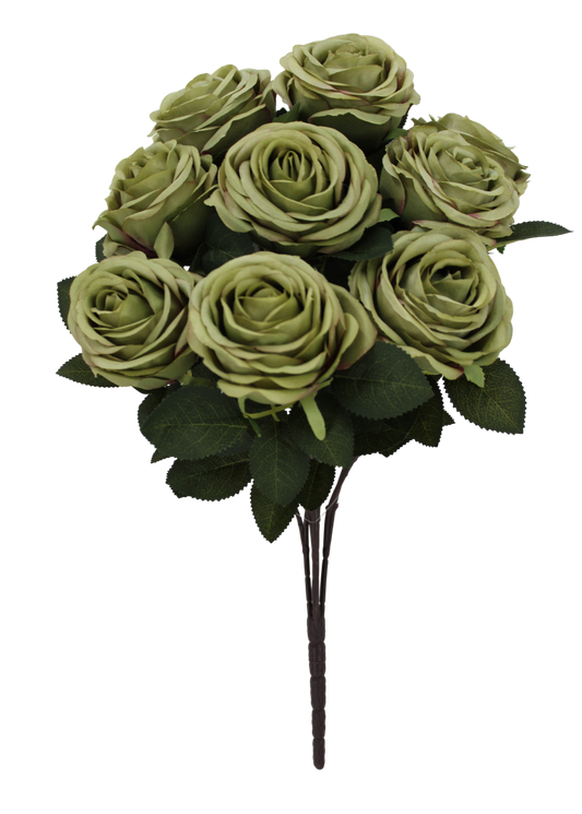 85694-GN | 19" | ROSE BUSH X9 | GREEN