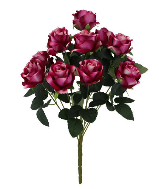 85699-FU | 18" | Velvet Rose Bush x12 | Fuchsia