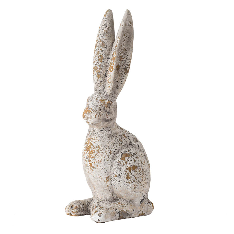 8578 | Weathered Cement Cream Rabbit Statue