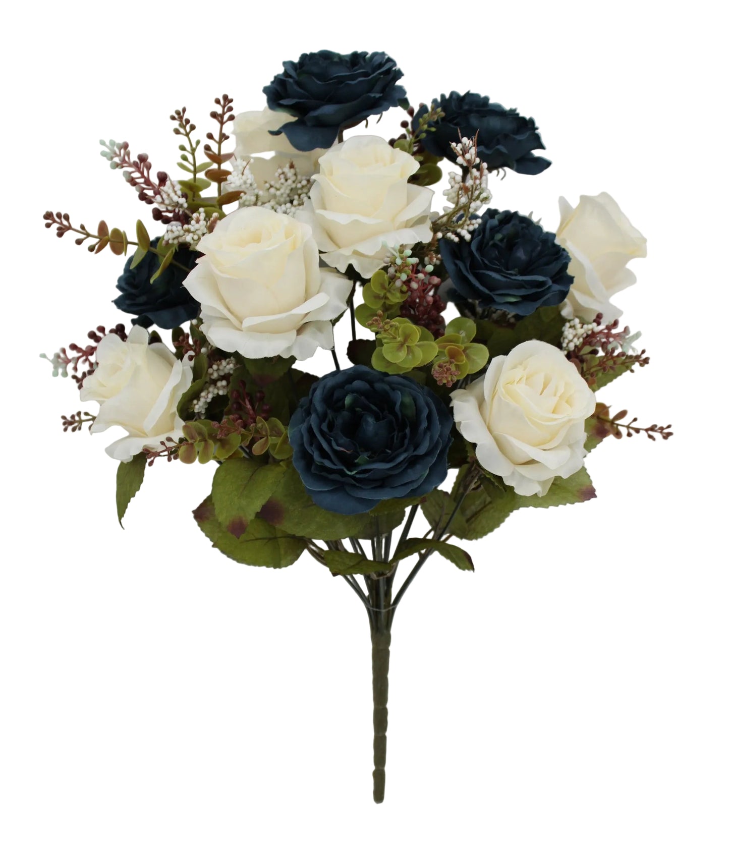 85790-BLBE | 22" | ROSE ROSE BUD BUSH X18 | BLUE/BEIGE
