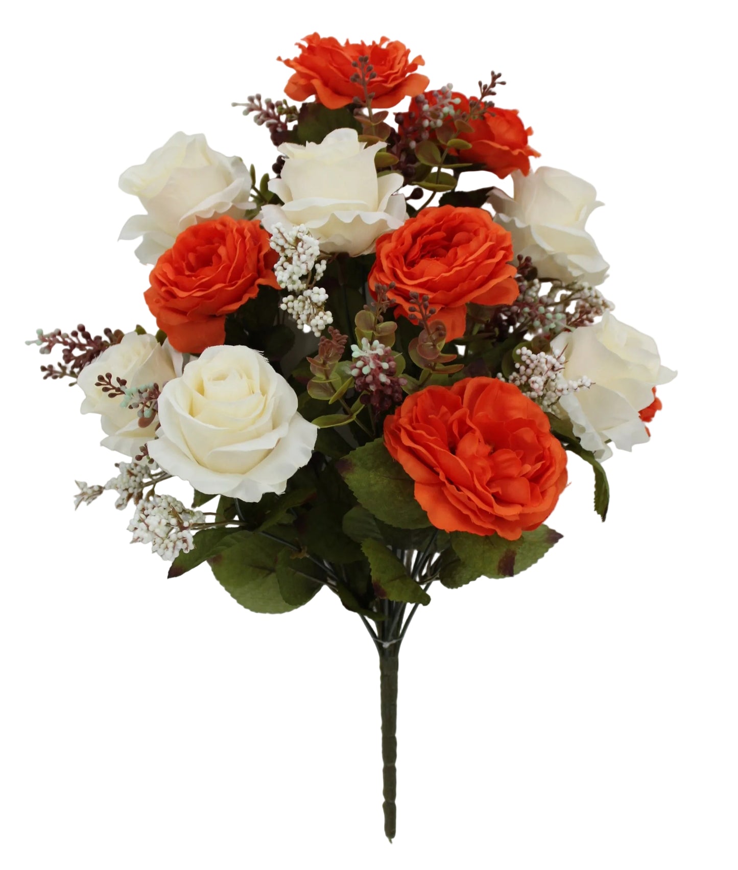85790-ORBE | 22" | ROSE ROSE BUD BUSH X18 | ORANGE/BEIGE