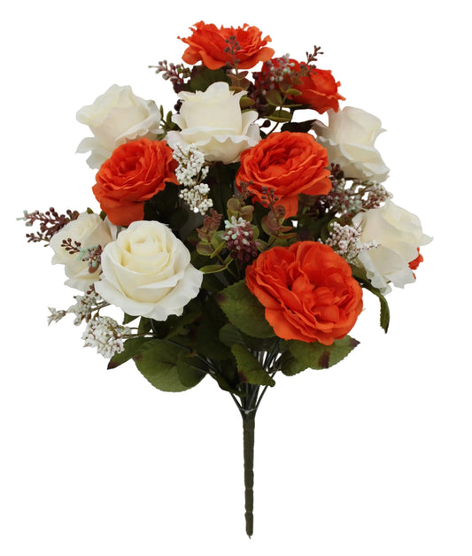 85790-ORBE | 22" | ROSE ROSE BUD BUSH X18 | ORANGE/BEIGE