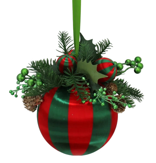 85972-RDGN | 8" | HANGING BALL ORNAMENT | RED/GREEN