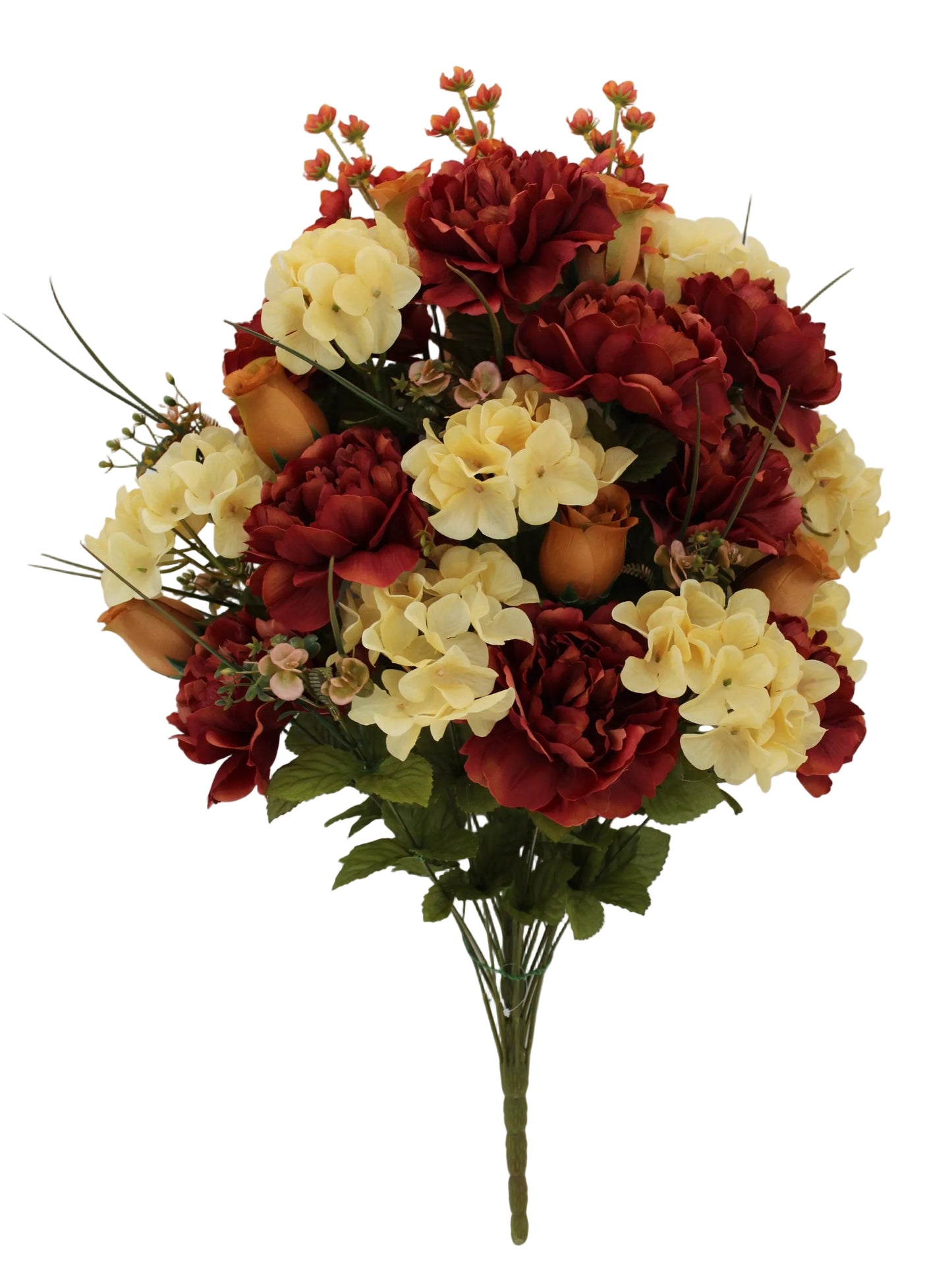 85980-BERUSTBR | 30" | PEONY HYDRANGEA ROSE BUSH | BEIGE/RUST/BROWN