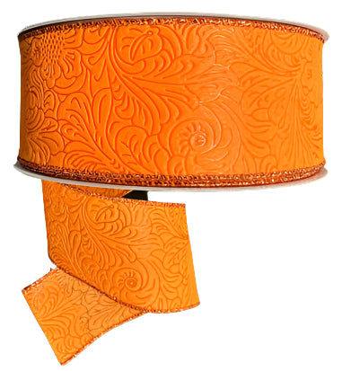 984240-19C | 2.5" | FLOWER EMBOSSED | WATER RESISTANT | ORANGE | 50YD