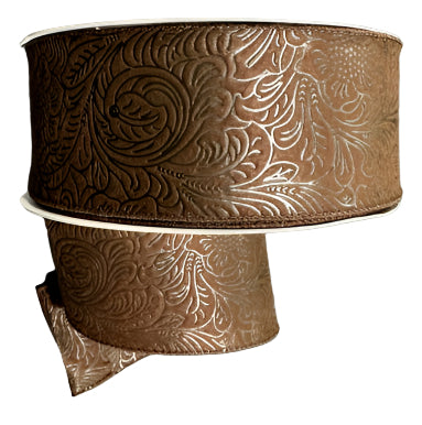 984240-38C | 2.5" | FLOWER EMBOSSED | WATER RESISTANT | BROWN | 50YD - A&B Wholesale Market Inc