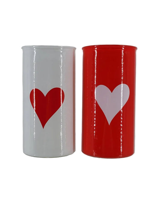 86169ASST | Heart Print Glass Vase | 2 Assorted Colors | SET OF 2