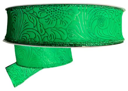 984240-17C | 2.5" | FLOWER EMBOSSED | WATER RESISTANT | EMERALD | 50YD