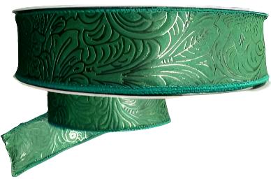 984209-07C | 1.5" | HUNTER GREEN | FLOWER EMBOSSED | WATER RESISTANT | 50YD