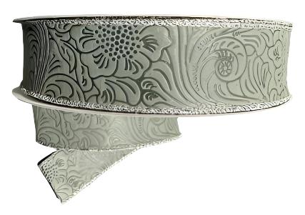 984209-16C | 1.5" | GREY | FLOWER EMBOSSED | WATER RESISTANT | 50YD