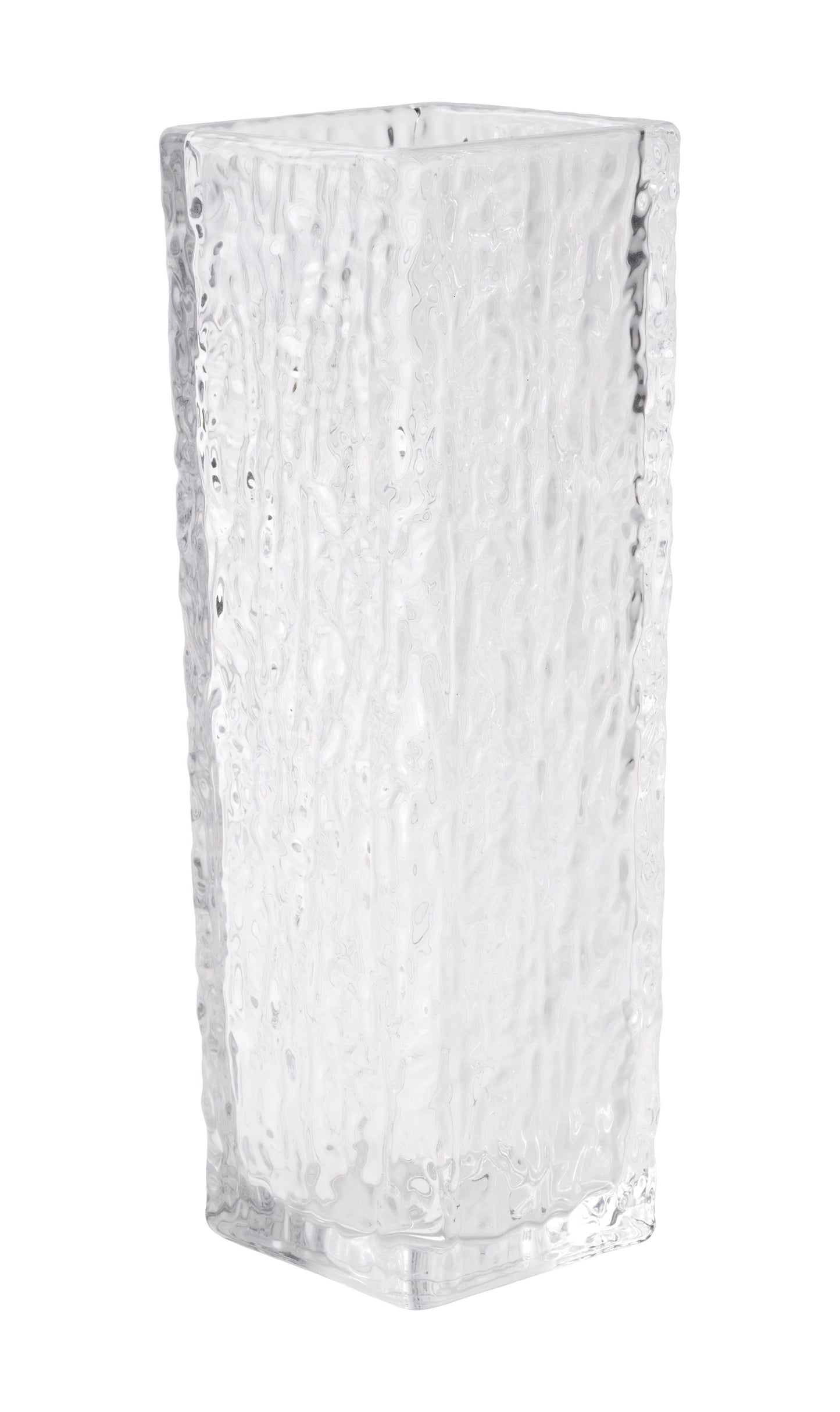 GM6082 | 9.5"H x 3.125"Sq | Pebble Glass Vase | Clear