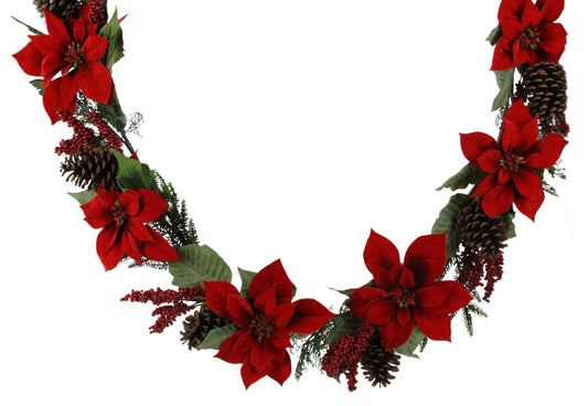 XX8481 | 72" | Poinsettia/Berry/Pinecone Garland