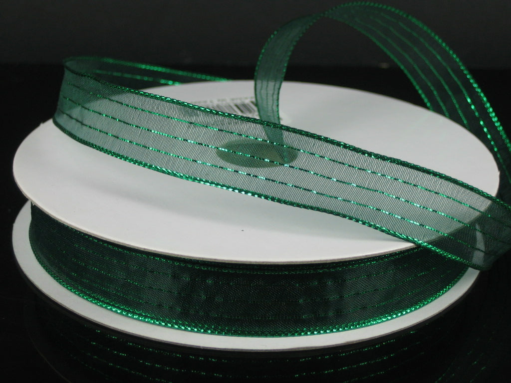 931103-07 | 5/8" | METALLIC STRIPE |  HUNTER SHEER/GREEN | 50Y