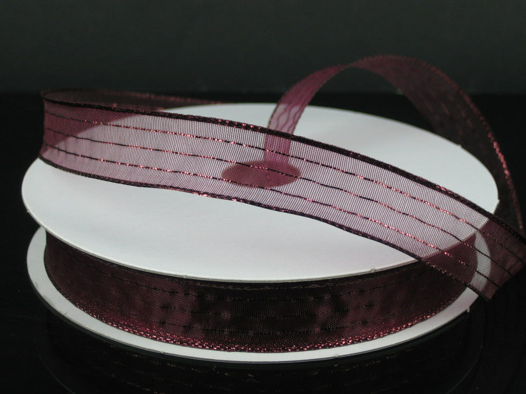 931103-10 | 5/8" | BURGUNDY | SHEER/BURG METALLIC STRIPE | 50Y