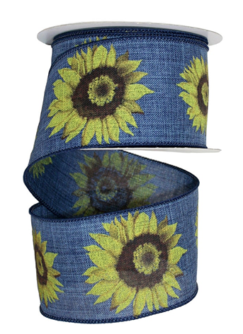 93255W-237-40F | Denim/yellow | Sunflower Linen Day Wired Edge