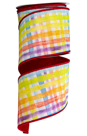 94309W-001-10F | Water Color Plaid Print Deluxe Dupioni Backed | Wired Edge