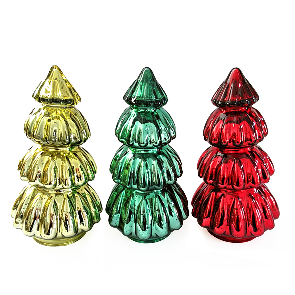94368ASST | GLASS CHRISTMAS TREE | 3 ASST. COLORS | 1 EA.