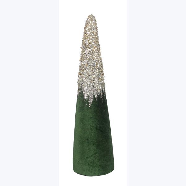 94996 | Velvet Green Christmas Cone Tree w/Gold Glitter