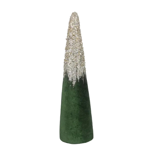 94996 | Velvet Green Christmas Cone Tree w/Gold Glitter