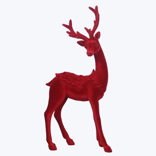 95499 | Resin Flocking Deer Tabletop Decor | Red