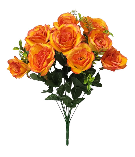 95862 | Rose/Bud Bush x12 | Orange - A&B Wholesale Market Inc