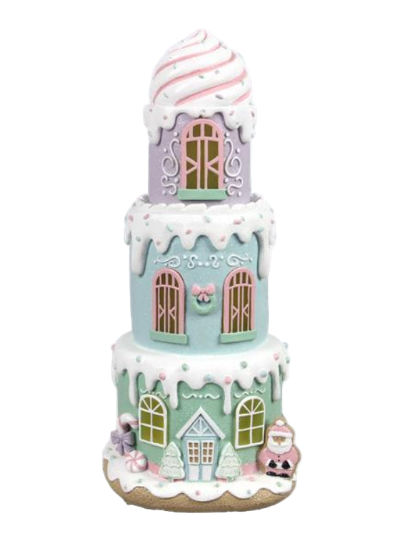 95924 | Resin layered Cake Gingerbread LED House Tabletop w/Timer